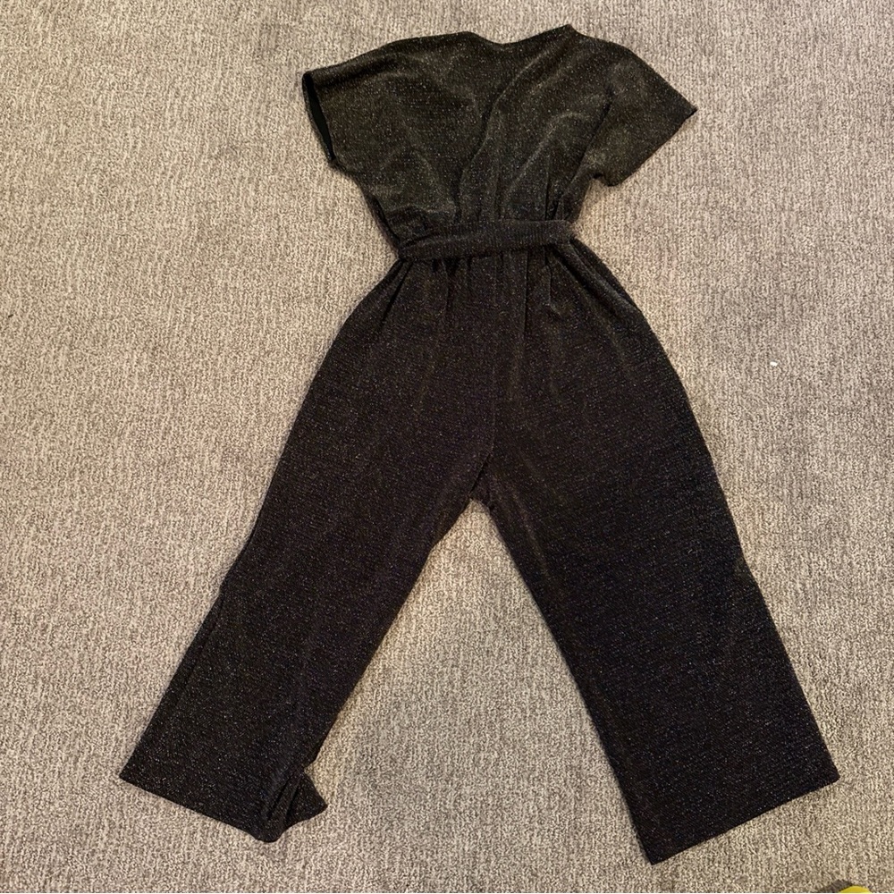 Live To Be Spoiled Short Sleeve Giltter Knit Jumpsuit Size Large Multicolored